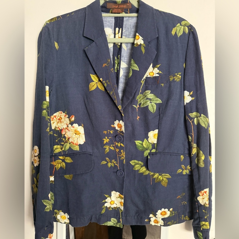 Anthropologie Floral Print Blazer in Navy Size M